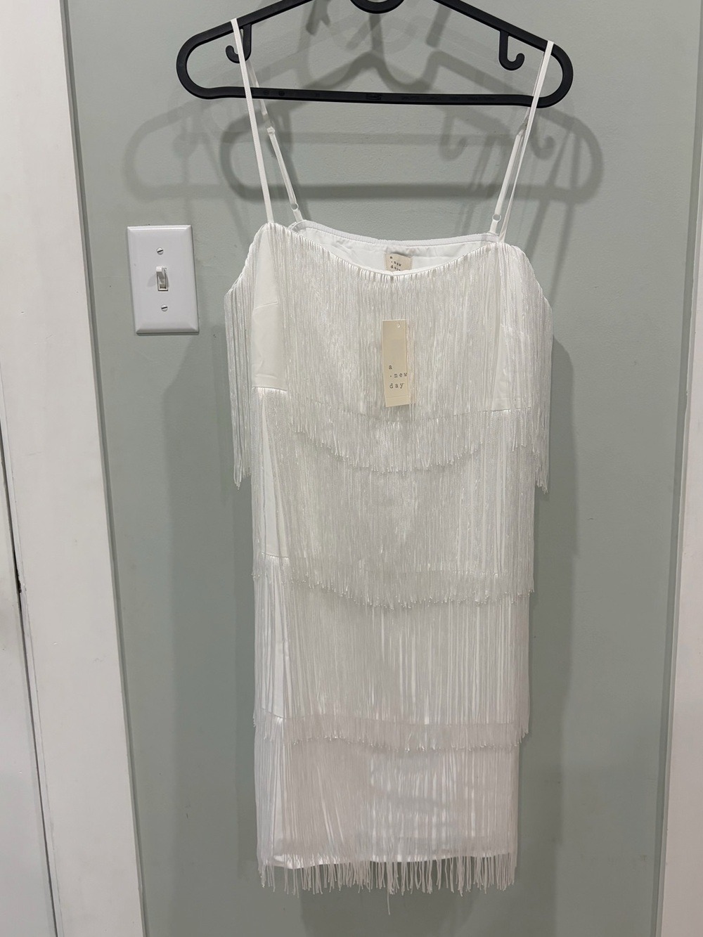 NWT a new day White Fringe party Dress bachelorette bridal flapper night out - Picture 5 of 9